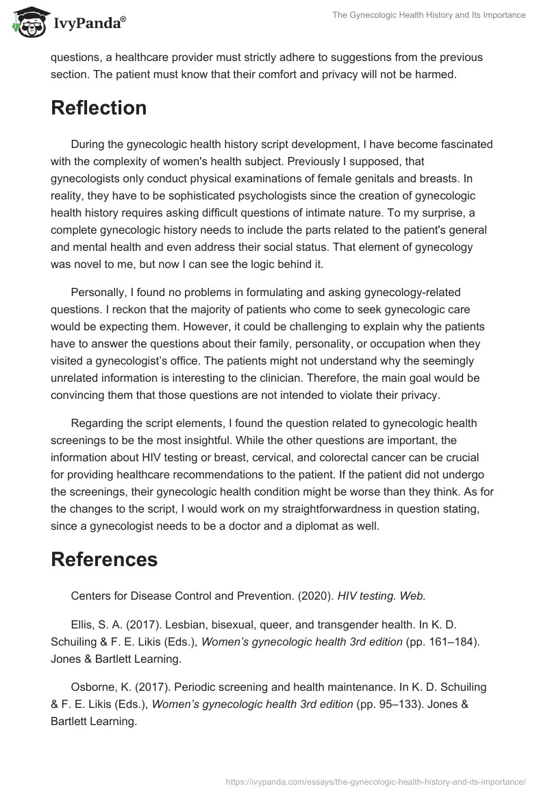 The Gynecologic Health History and Its Importance. Page 5