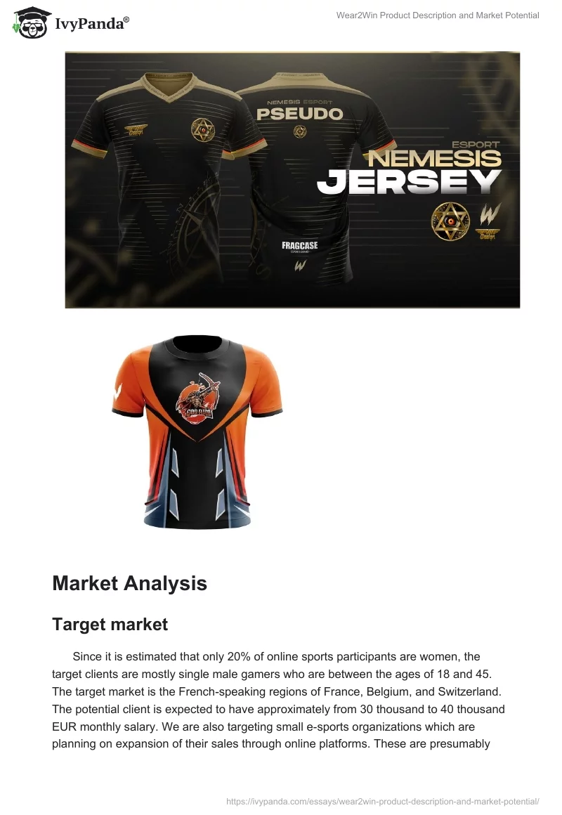 Wear2Win Product Description and Market Potential. Page 2