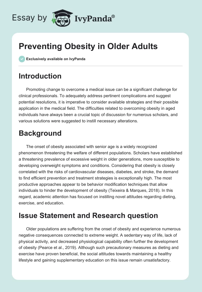 Preventing Obesity in Older Adults. Page 1