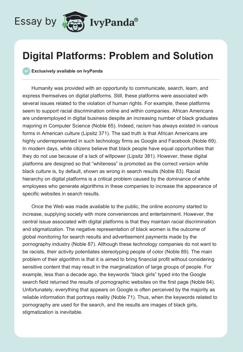 Digital Platforms: Problem and Solution. Page 1