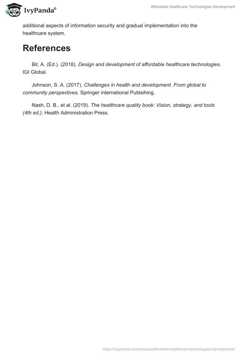 Affordable Healthcare Technologies Development. Page 2