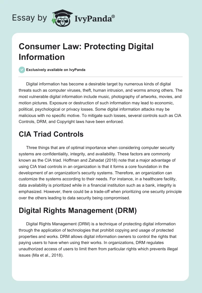 Consumer Law: Protecting Digital Information. Page 1