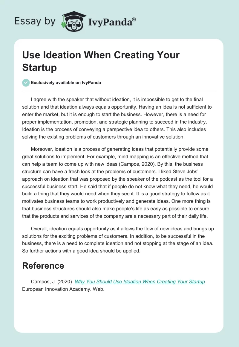 Use Ideation When Creating Your Startup. Page 1