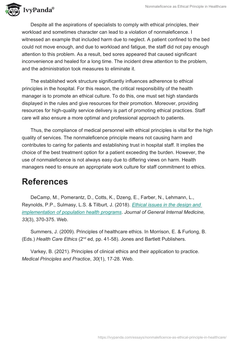 Nonmaleficence as Ethical Principle in Healthcare. Page 2