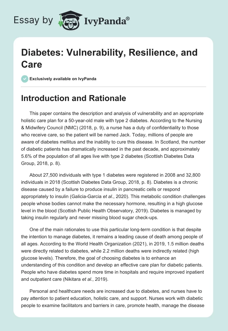 Diabetes: Vulnerability, Resilience, and Care. Page 1