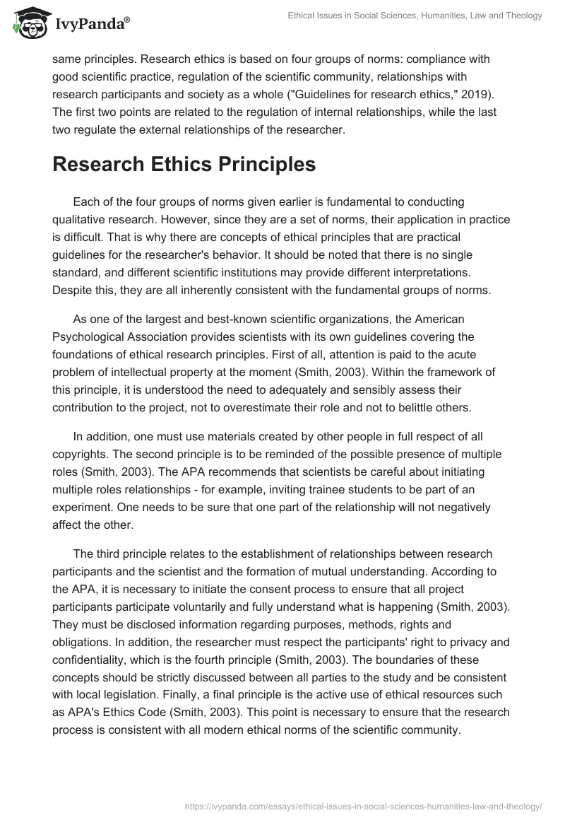 Ethical Issues in Social Sciences, Humanities, Law and Theology. Page 2