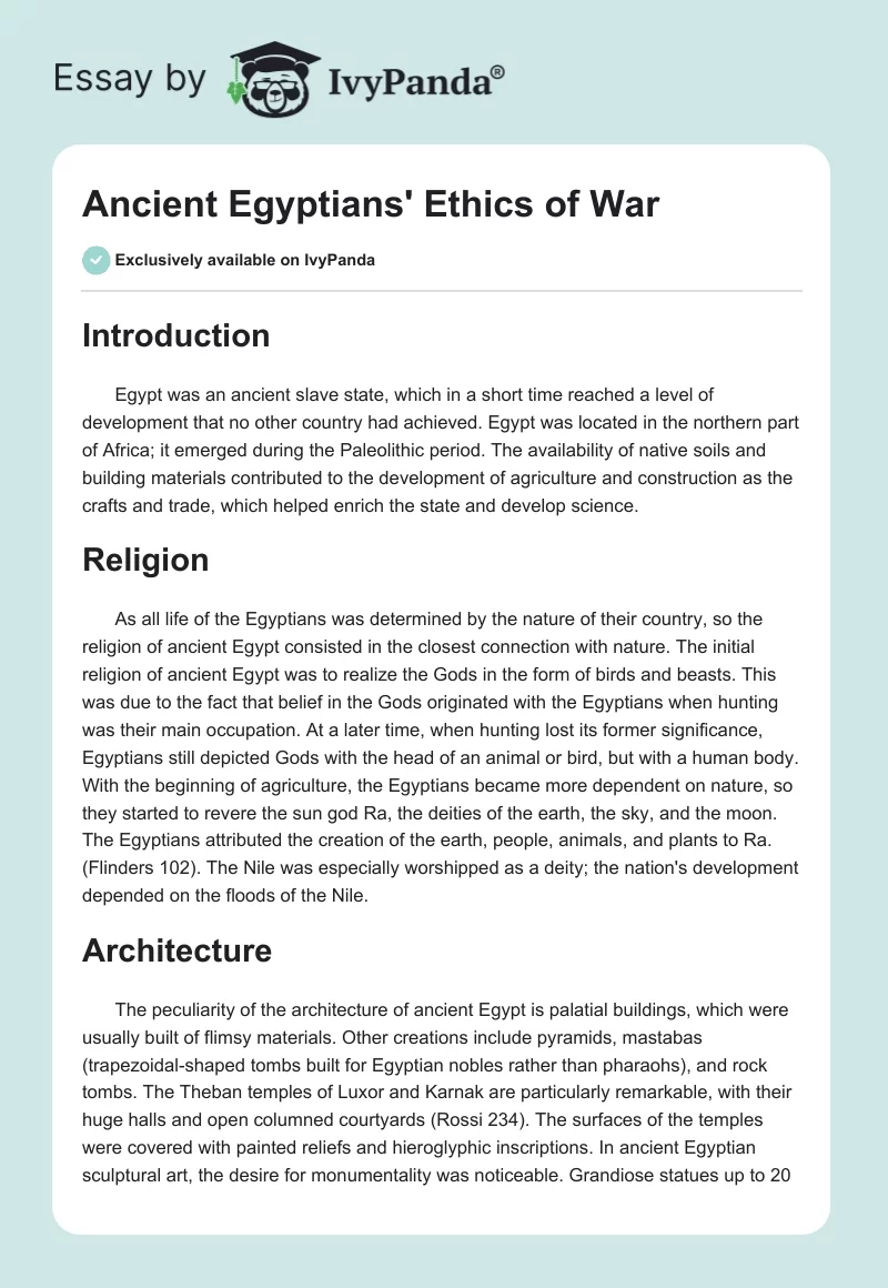 Ancient Egyptians' Ethics of War. Page 1