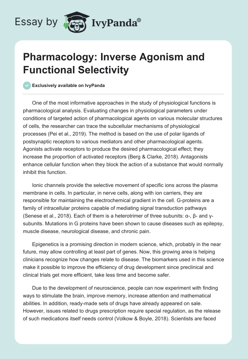 Pharmacology: Inverse Agonism and Functional Selectivity. Page 1
