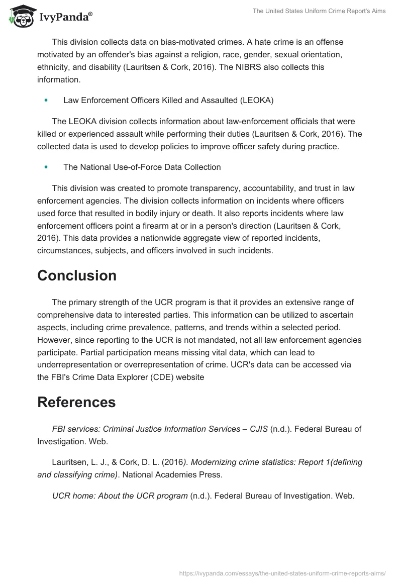 The United States Uniform Crime Report's Aims. Page 3