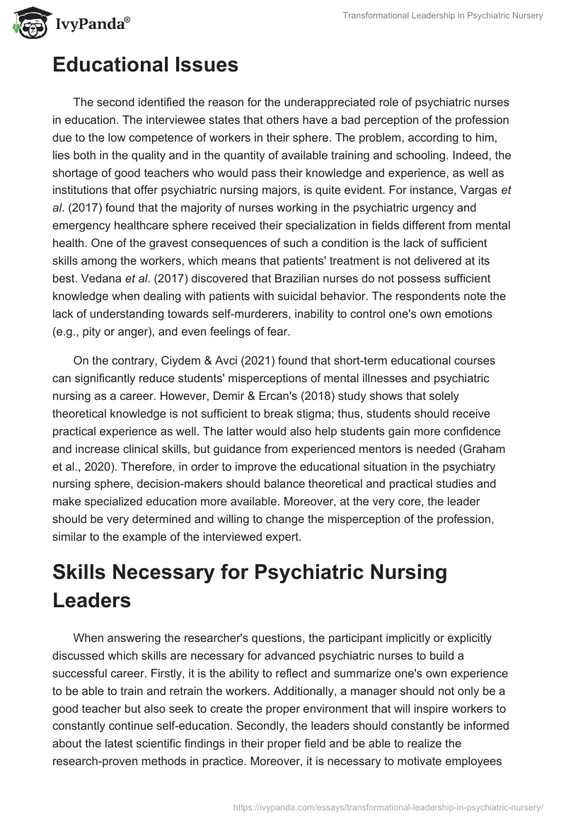 Transformational Leadership in Psychiatric Nursery. Page 4