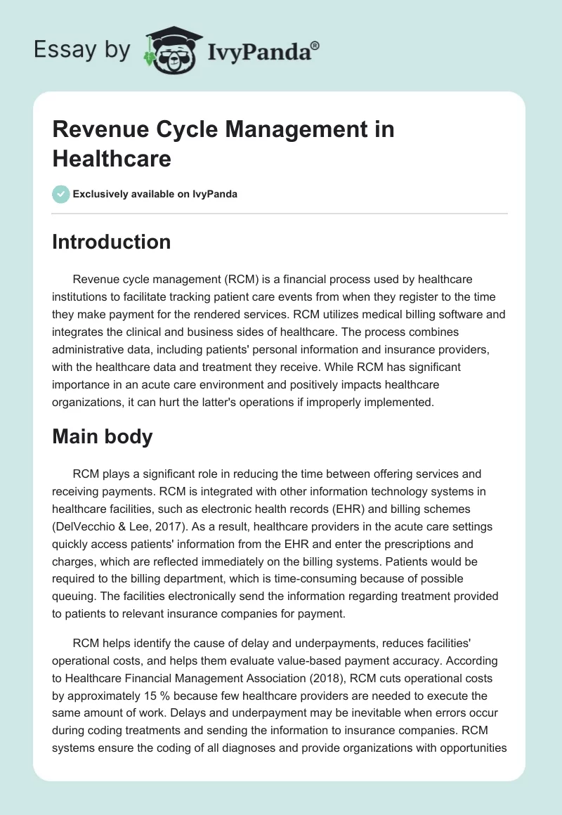 Revenue Cycle Management in Healthcare. Page 1
