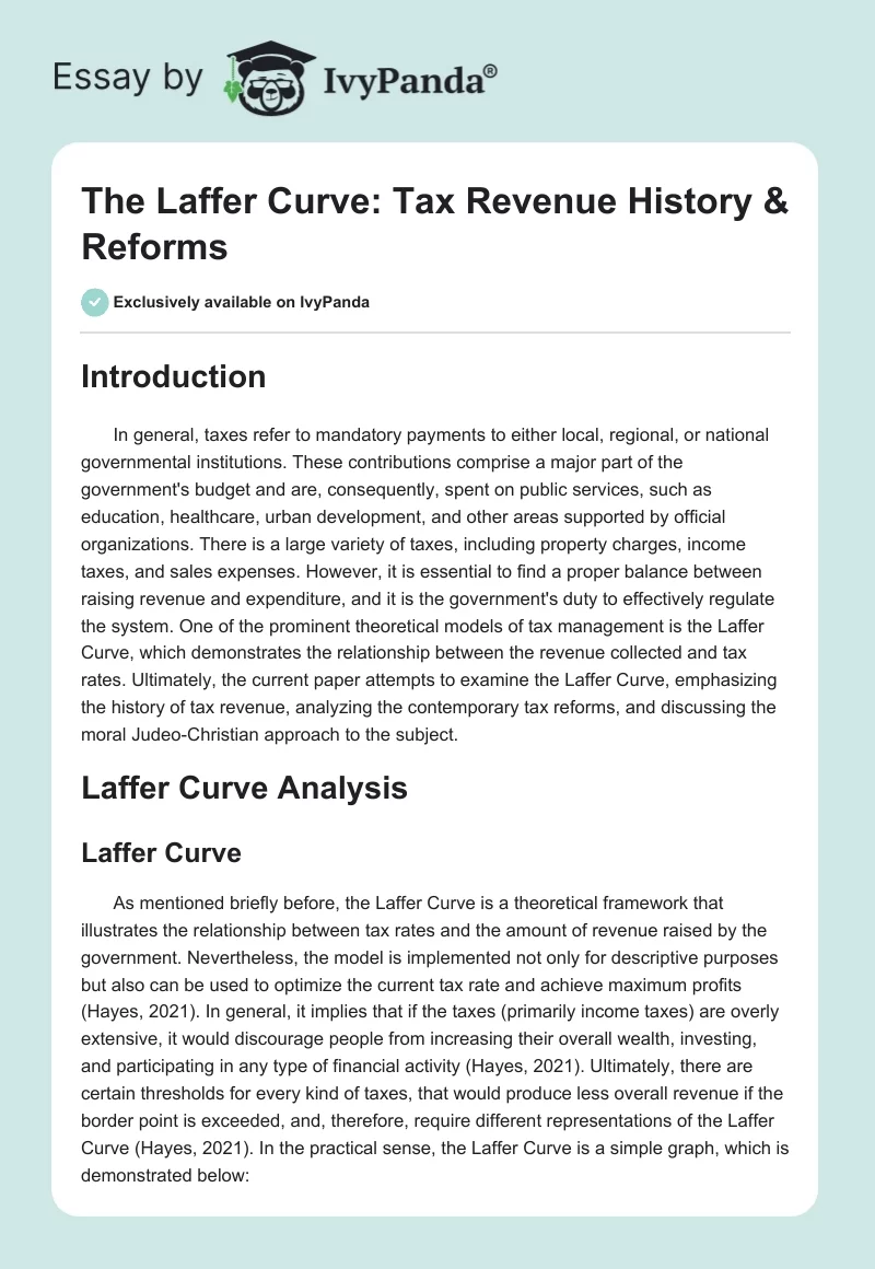 The Laffer Curve: Tax Revenue History & Reforms. Page 1