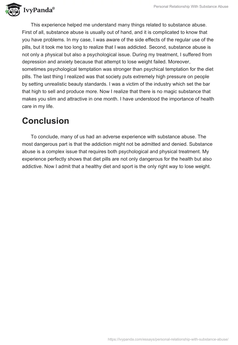 Personal Relationship With Substance Abuse. Page 2