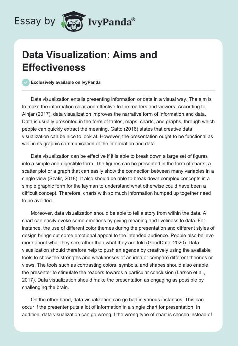 Data Visualization: Aims and Effectiveness. Page 1