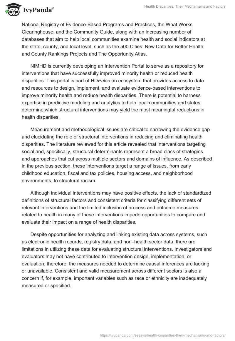 Health Disparities, Their Mechanisms and Factors. Page 2