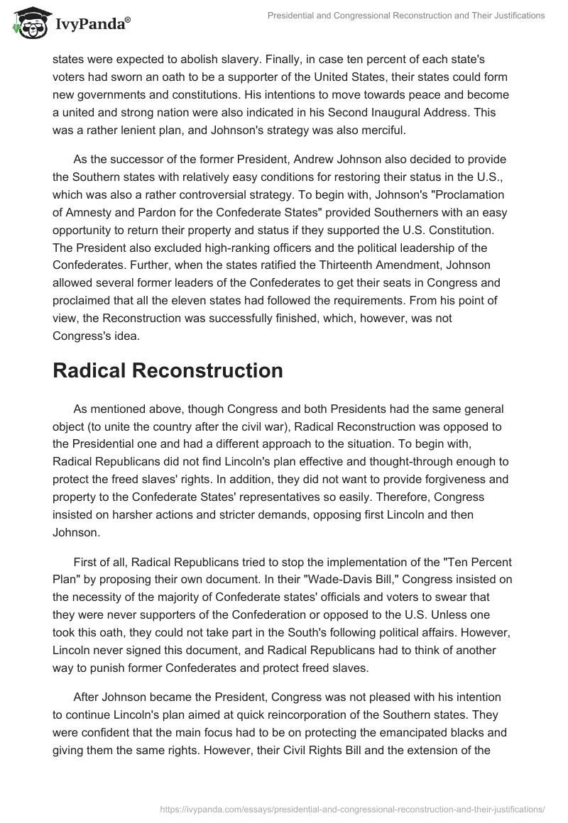 Presidential and Congressional Reconstruction and Their Justifications. Page 2