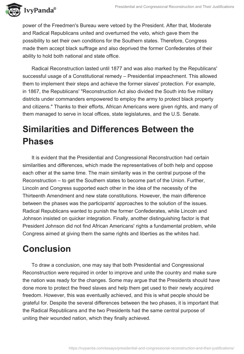 Presidential and Congressional Reconstruction and Their Justifications. Page 3