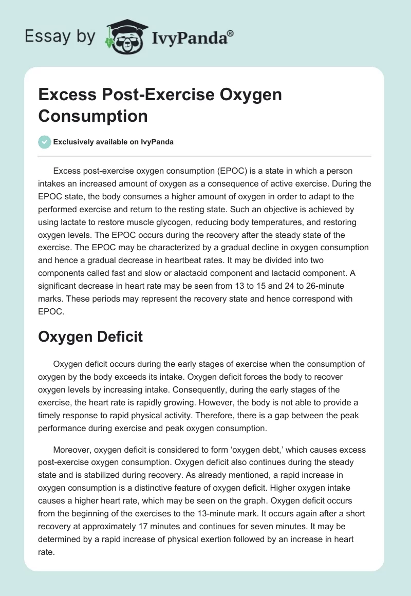 Excess Post-Exercise Oxygen Consumption. Page 1