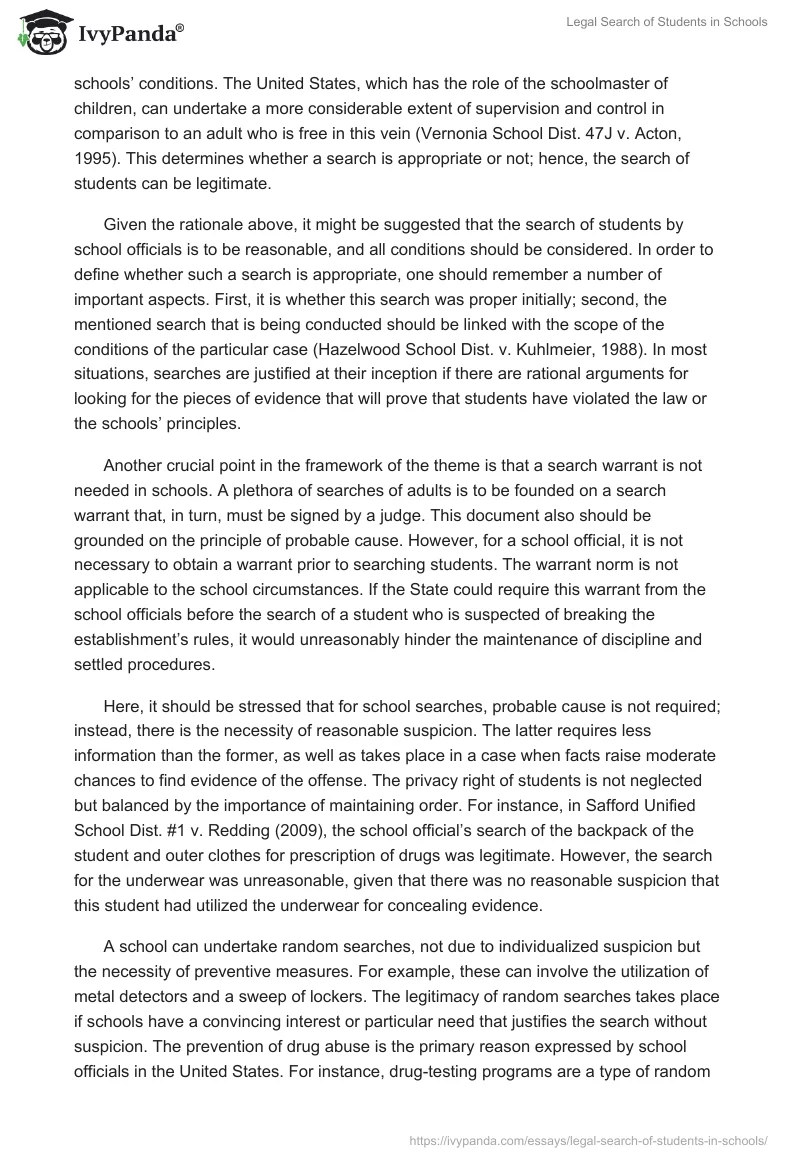 Legal Search of Students in Schools. Page 2