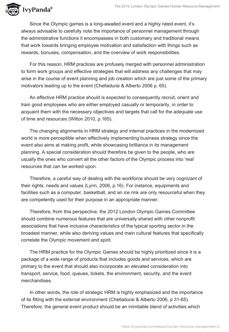 The 2012 London Olympic Games Human Resource Management. Page 2