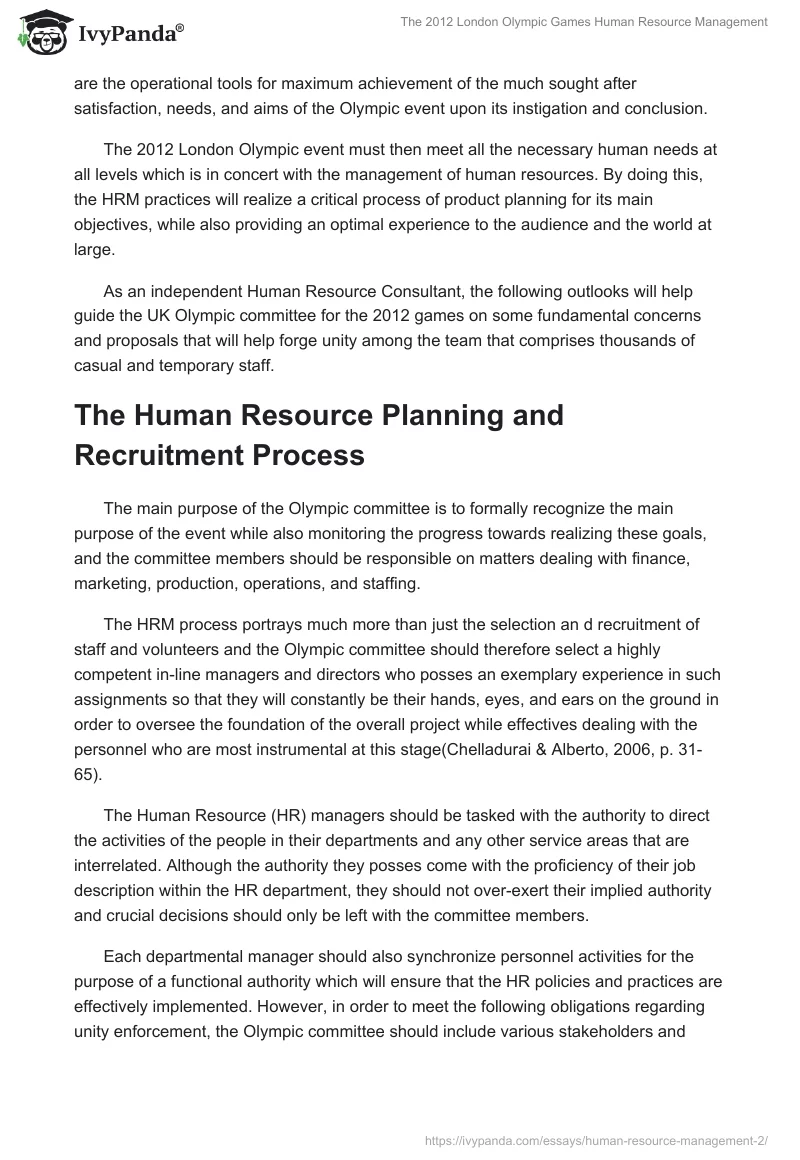 The 2012 London Olympic Games Human Resource Management. Page 3