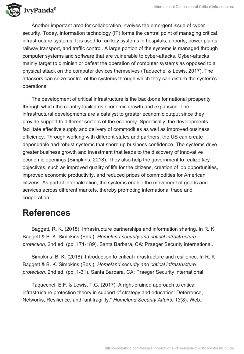 International Dimension of Critical Infrastructure. Page 2