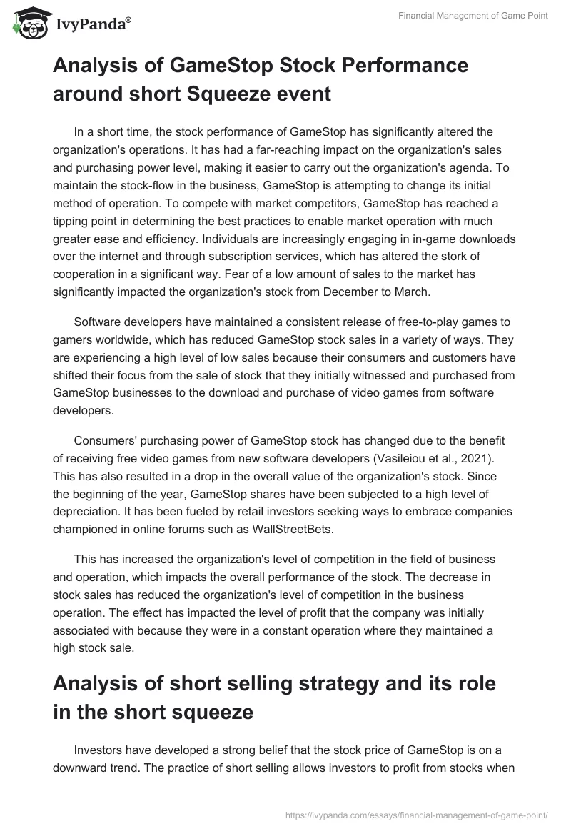 Financial Management of Game Point. Page 4