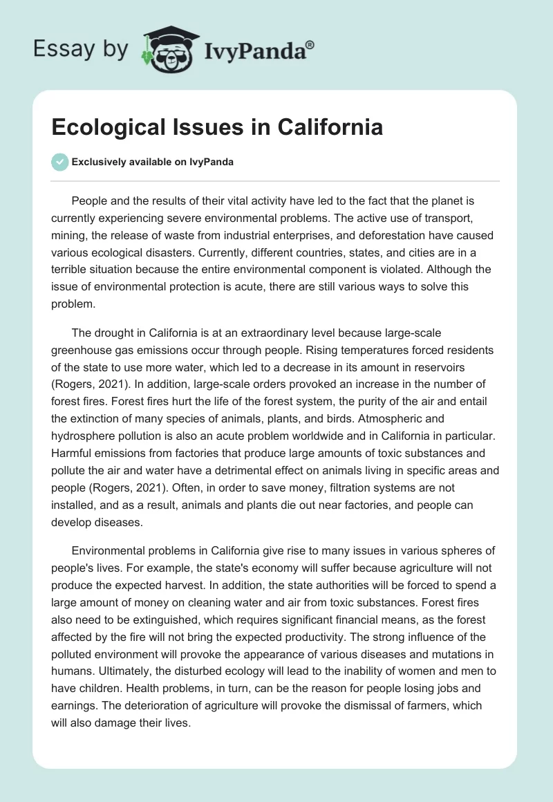 Ecological Issues in California. Page 1