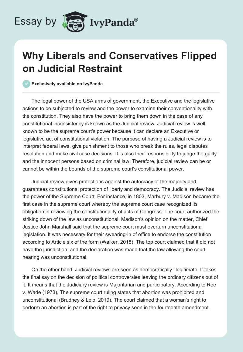 Why Liberals and Conservatives Flipped on Judicial Restraint. Page 1