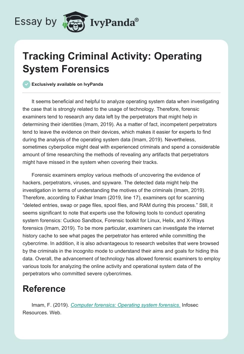 Tracking Criminal Activity: Operating System Forensics. Page 1