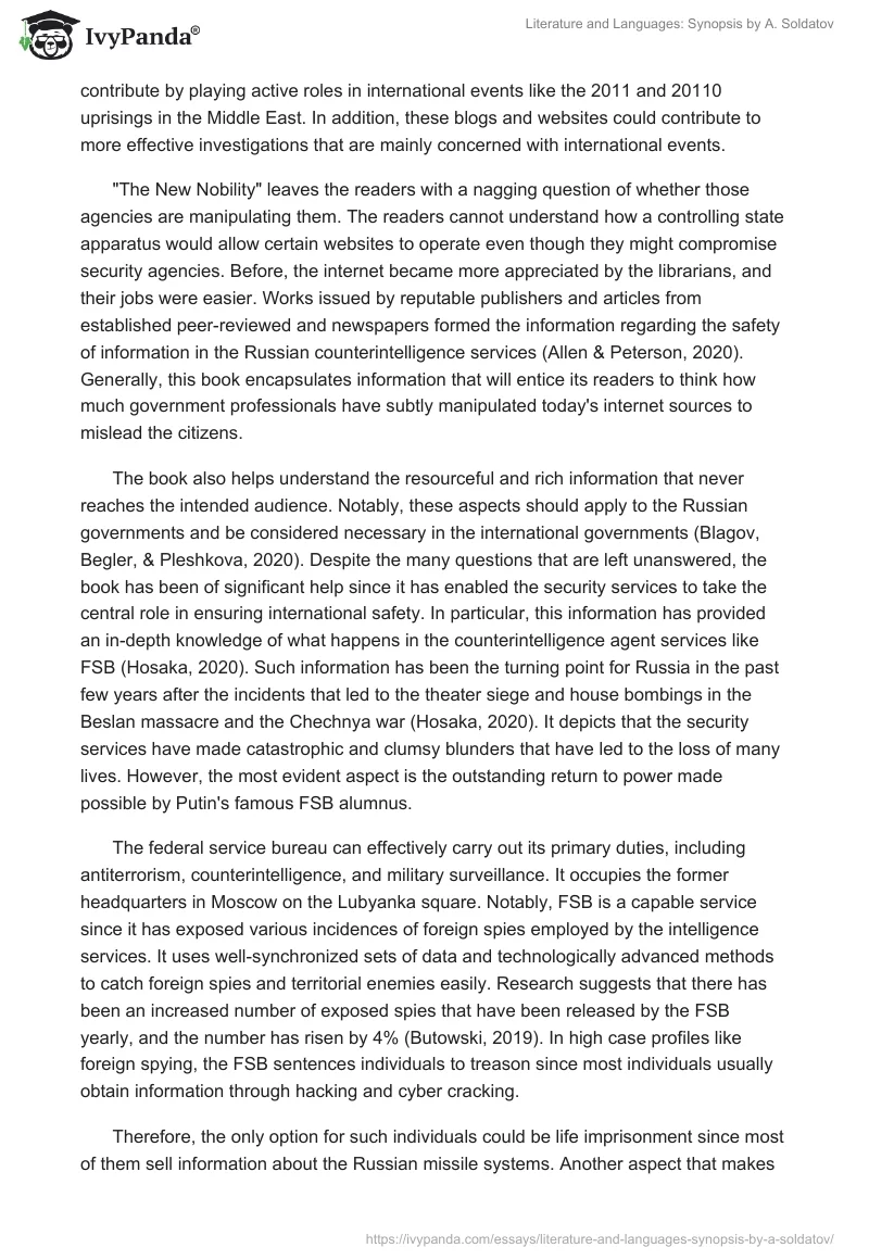 Literature and Languages: Synopsis by A. Soldatov. Page 3