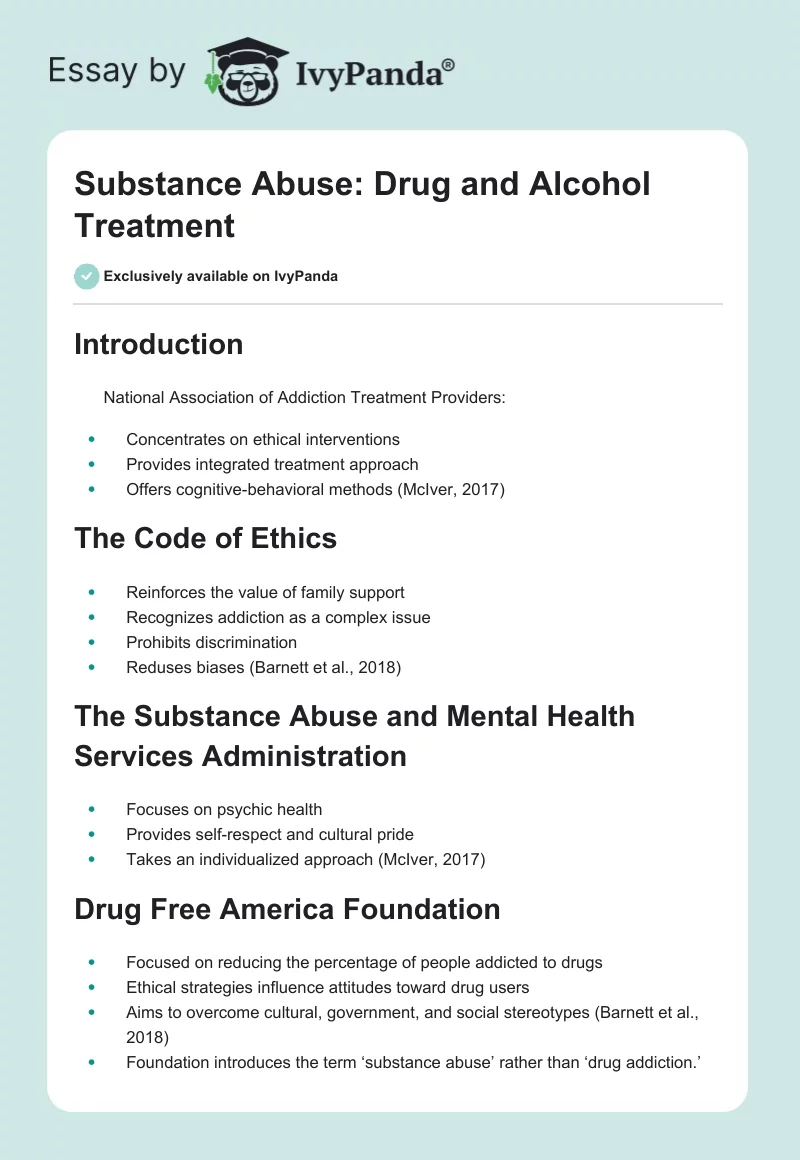 Substance Abuse: Drug and Alcohol Treatment. Page 1