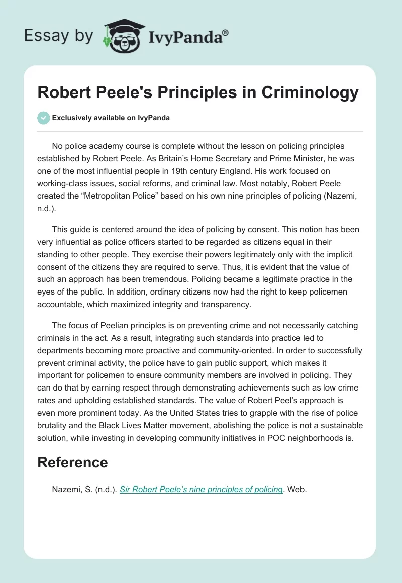 Robert Peele's Principles in Criminology. Page 1