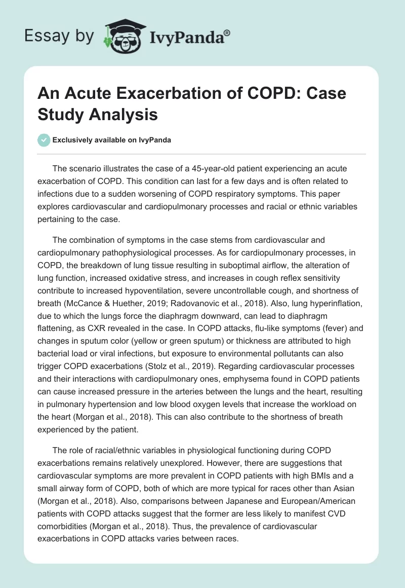 An Acute Exacerbation of COPD: Case Study Analysis. Page 1