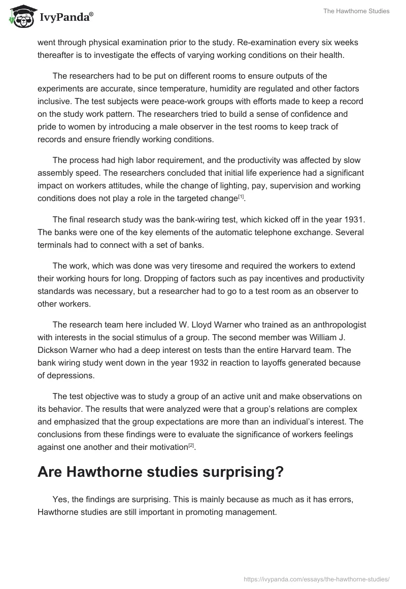 The Hawthorne Studies. Page 2