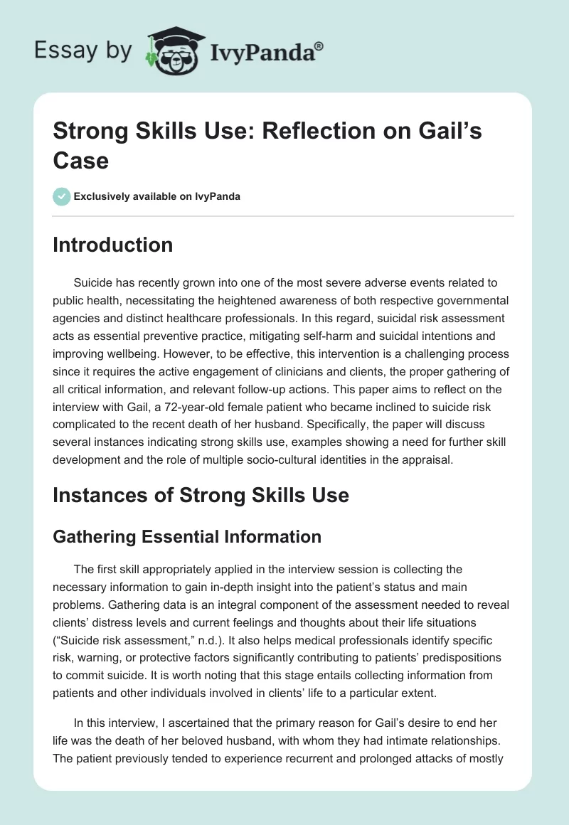 Strong Skills Use: Reflection on Gail’s Case. Page 1