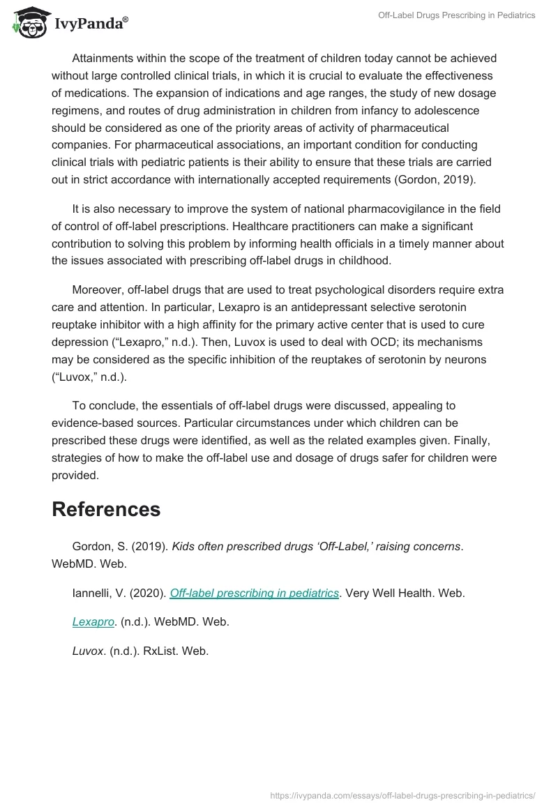 Off-Label Drugs Prescribing in Pediatrics. Page 2