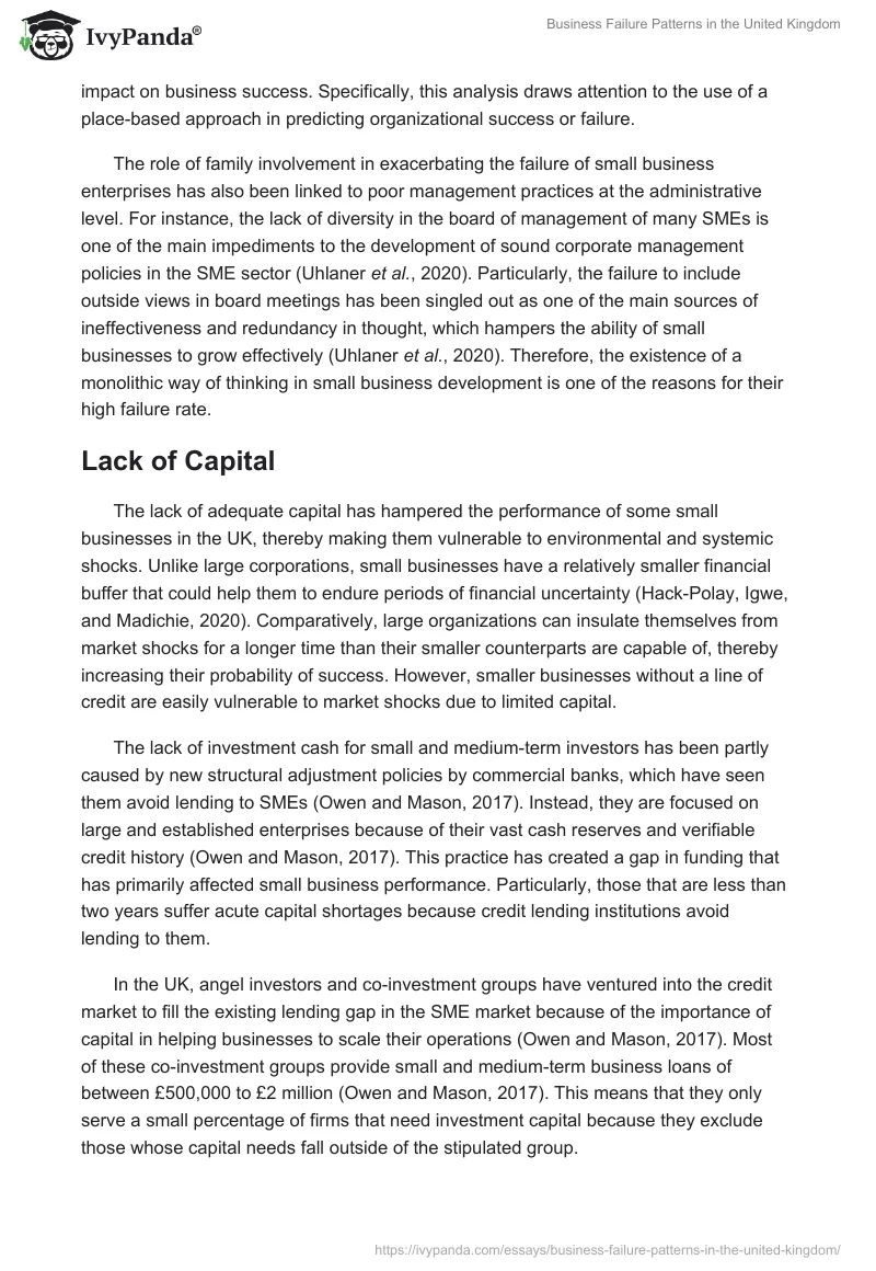 Business Failure Patterns in the United Kingdom. Page 3