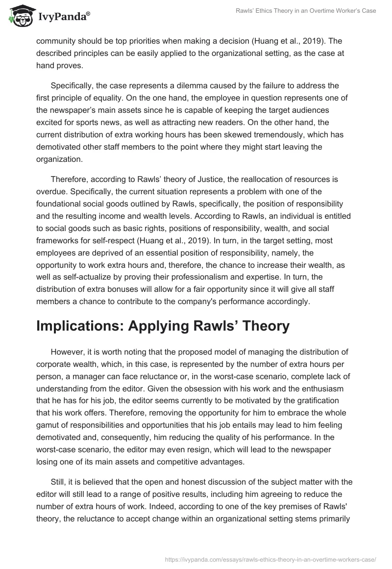 Rawls’ Ethics Theory in an Overtime Worker’s Case. Page 2