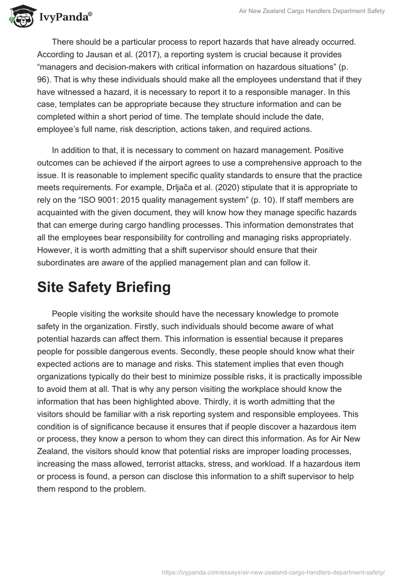 Air New Zealand Cargo Handlers Department Safety. Page 4
