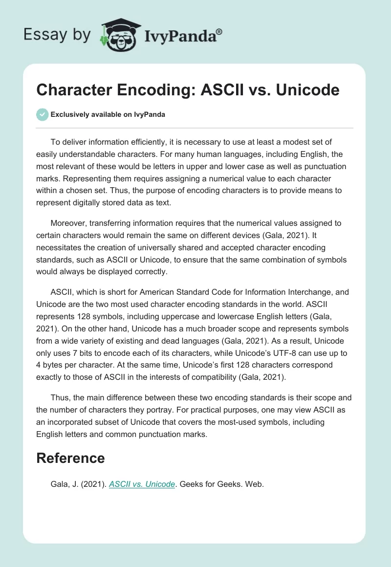 Character Encoding: ASCII vs. Unicode. Page 1