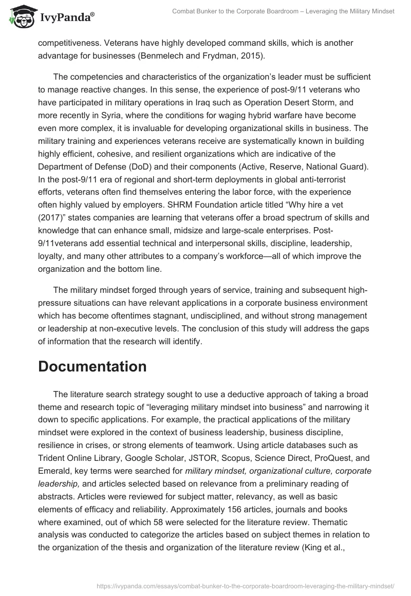 Combat Bunker to the Corporate Boardroom – Leveraging the Military Mindset. Page 2