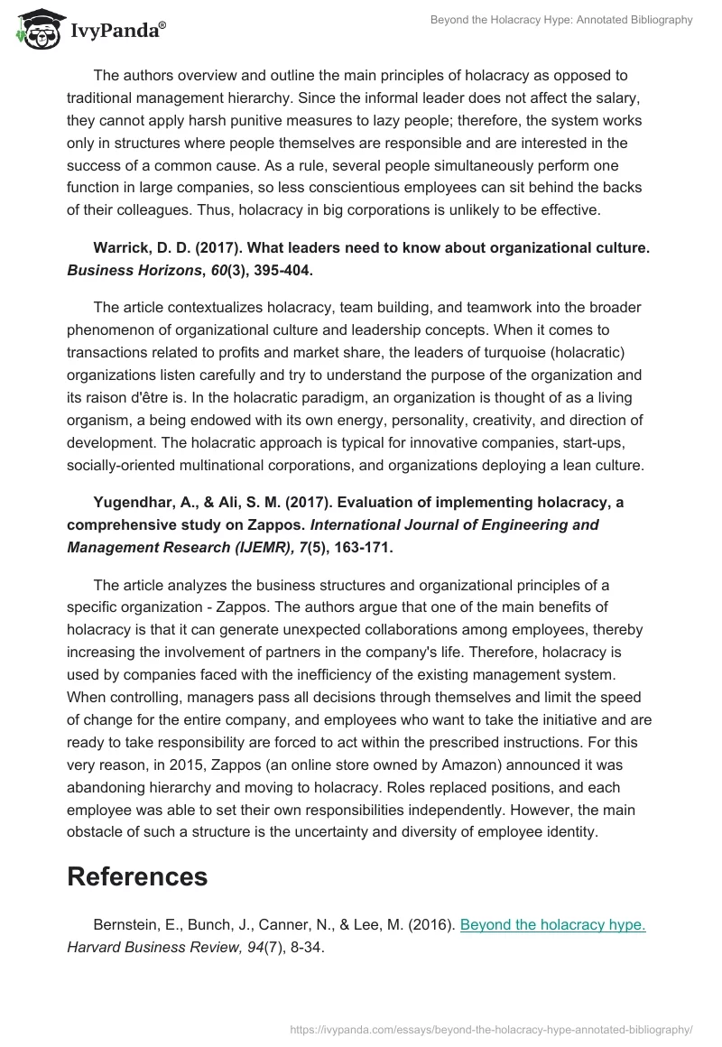 Beyond the Holacracy Hype: Annotated Bibliography. Page 2