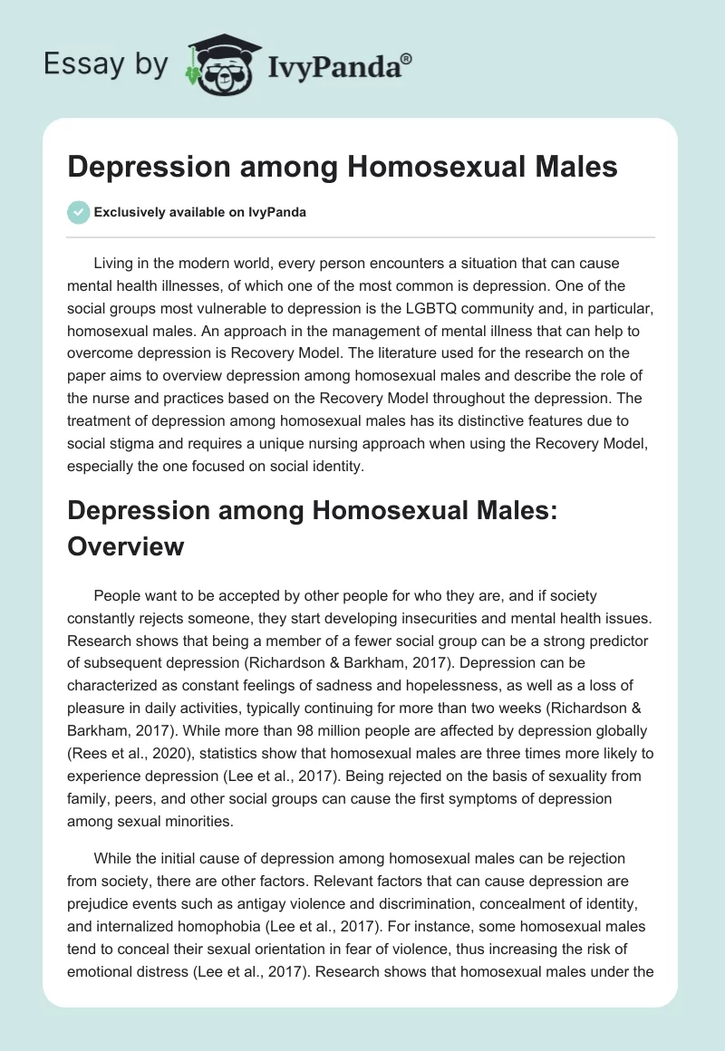 Depression among Homosexual Males. Page 1
