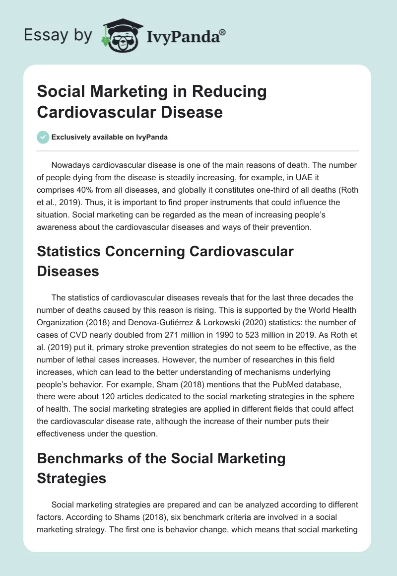 Social Marketing in Reducing Cardiovascular Disease. Page 1