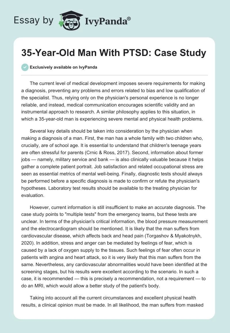 35-Year-Old Man With PTSD: Case Study. Page 1