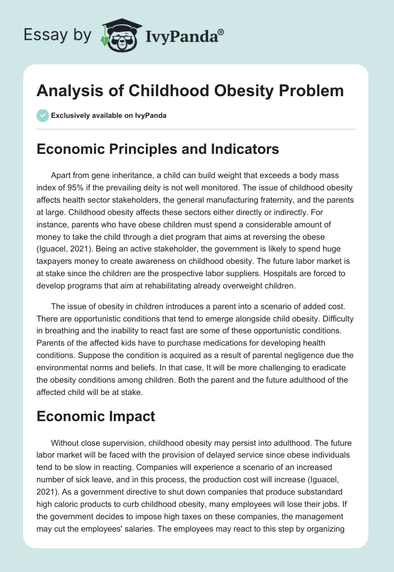 Analysis of Childhood Obesity Problem. Page 1