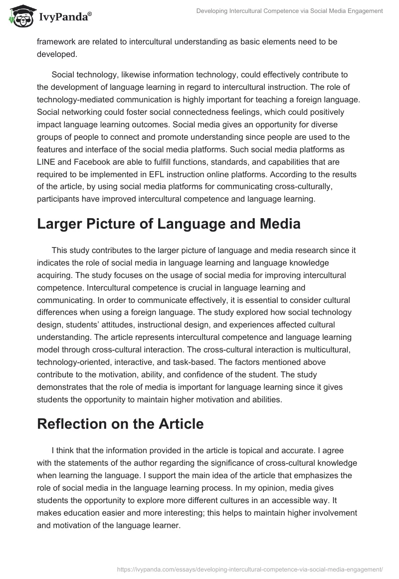Developing Intercultural Competence via Social Media Engagement. Page 2