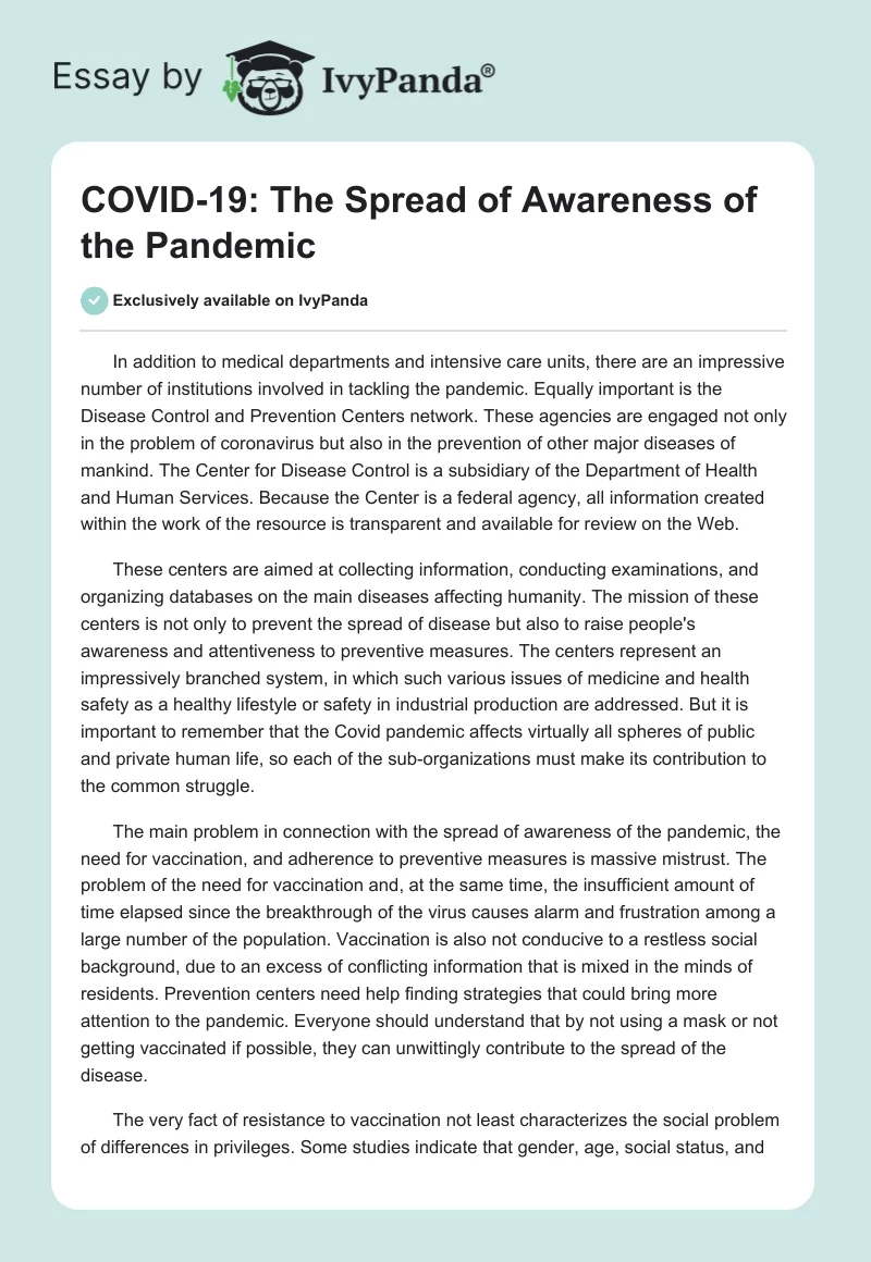 COVID-19: The Spread of Awareness of the Pandemic. Page 1