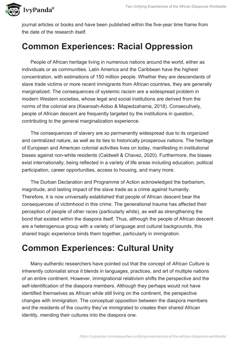 Two Unifying Experiences of the African Diasporas Worldwide. Page 2